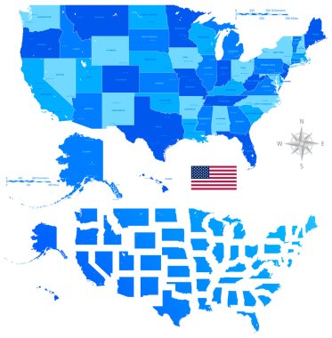 Vektör harita Set Amerika Birleşik Devletleri