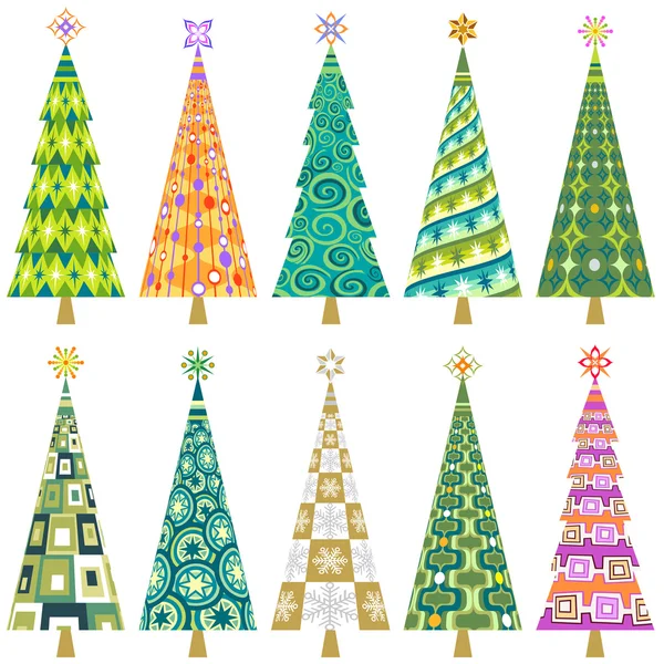 Decorações retro árvore de natal — Vetor de Stock