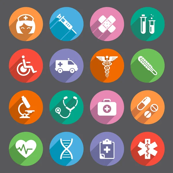 Platte gekleurde gezondheidszorg thema Vector icons — Stockvector