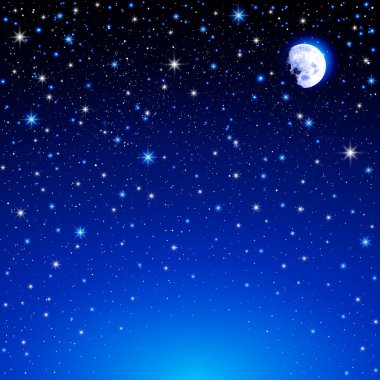 Yıldızlı gökyüzü illüstrasyon Moon ile
