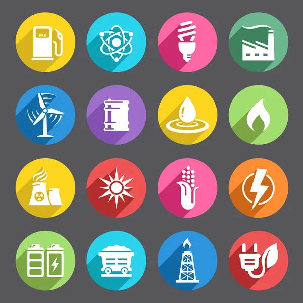 Flat colored Energy Icon Set — Stock Vector