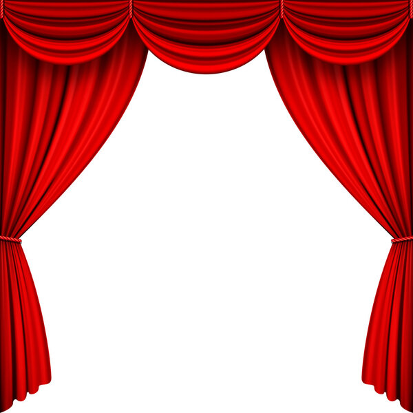 Vector cortinas etapa roja . — Vector de stock