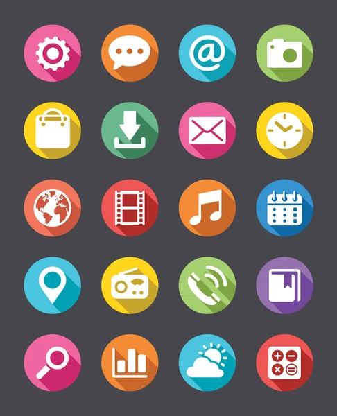 App Icons Collection Look piatto — Vettoriale Stock