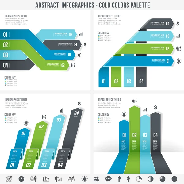 Blaue abstrakte Infografiken Set 3 — Stockvektor