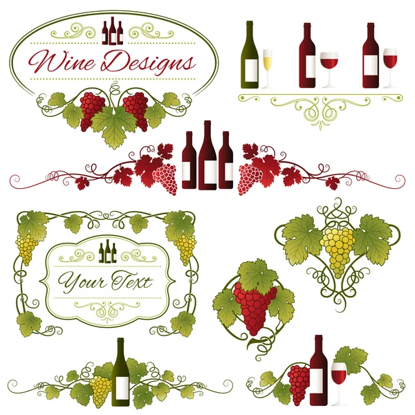 矢量葡萄和葡萄酒的设计 — 图库矢量图片