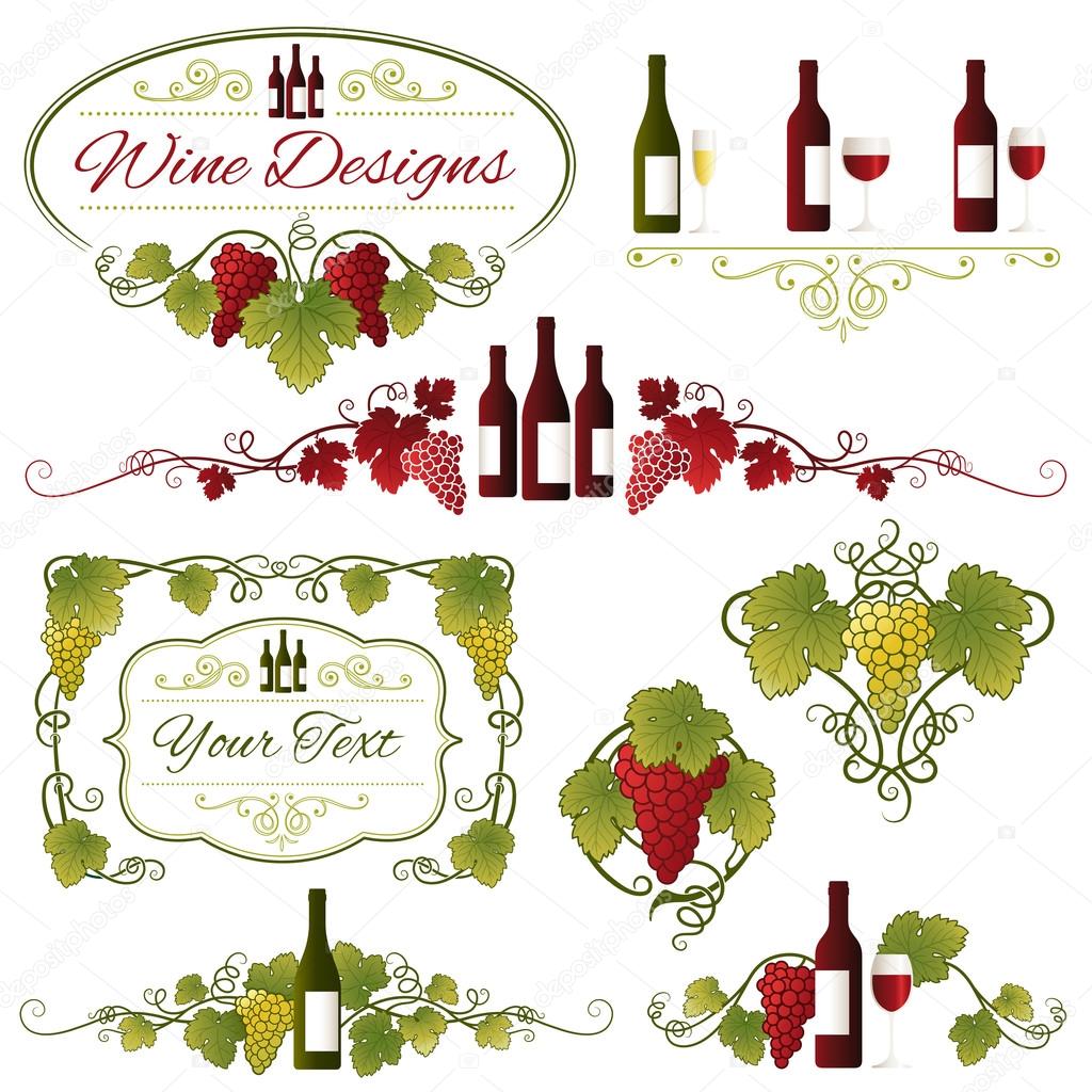 Vector Grapes and Wine Design
