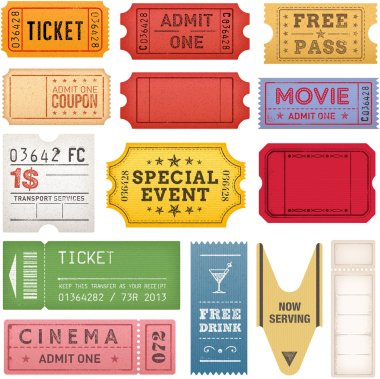 Grunge Tickets and Coupons Collection clipart