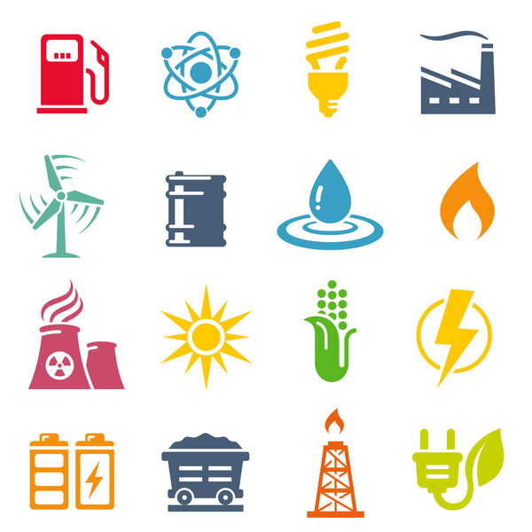 Colorful Energy Concepts Vector Icon Set