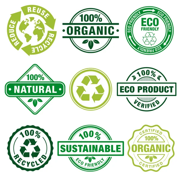 Eco Theme Plain Stamps — Stock Vector