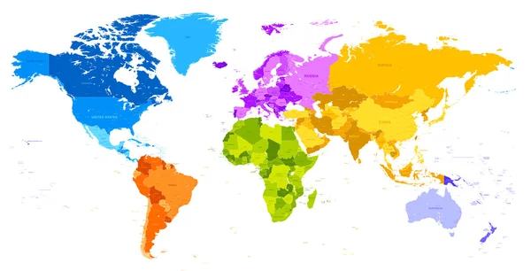 Mappa del mondo di Vibrant Colors — Vettoriale Stock