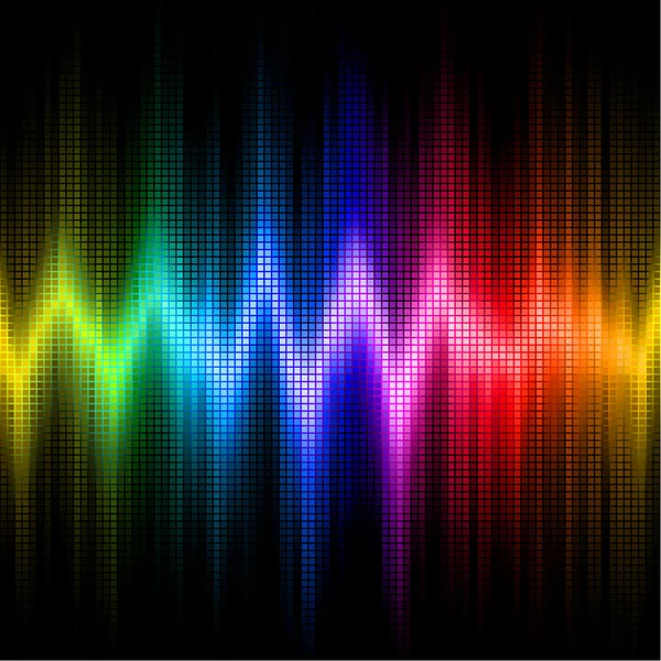 Pantalla de onda sonora con colores visibles del espectro — Vector de stock