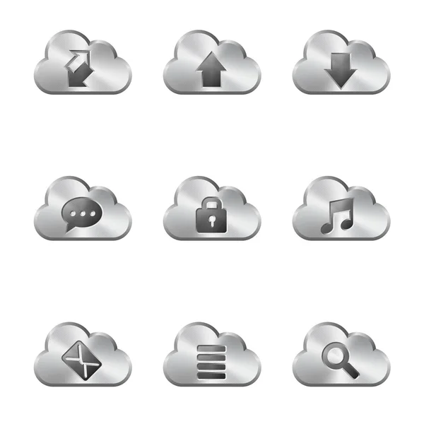 Metalen Cloud delen van pictogrammen — Stockvector