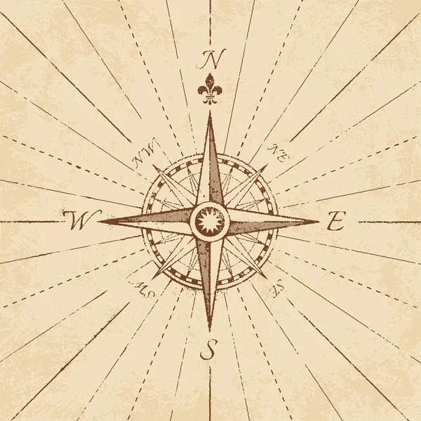 Vector antika Grunge Compass Rose — Stock vektor