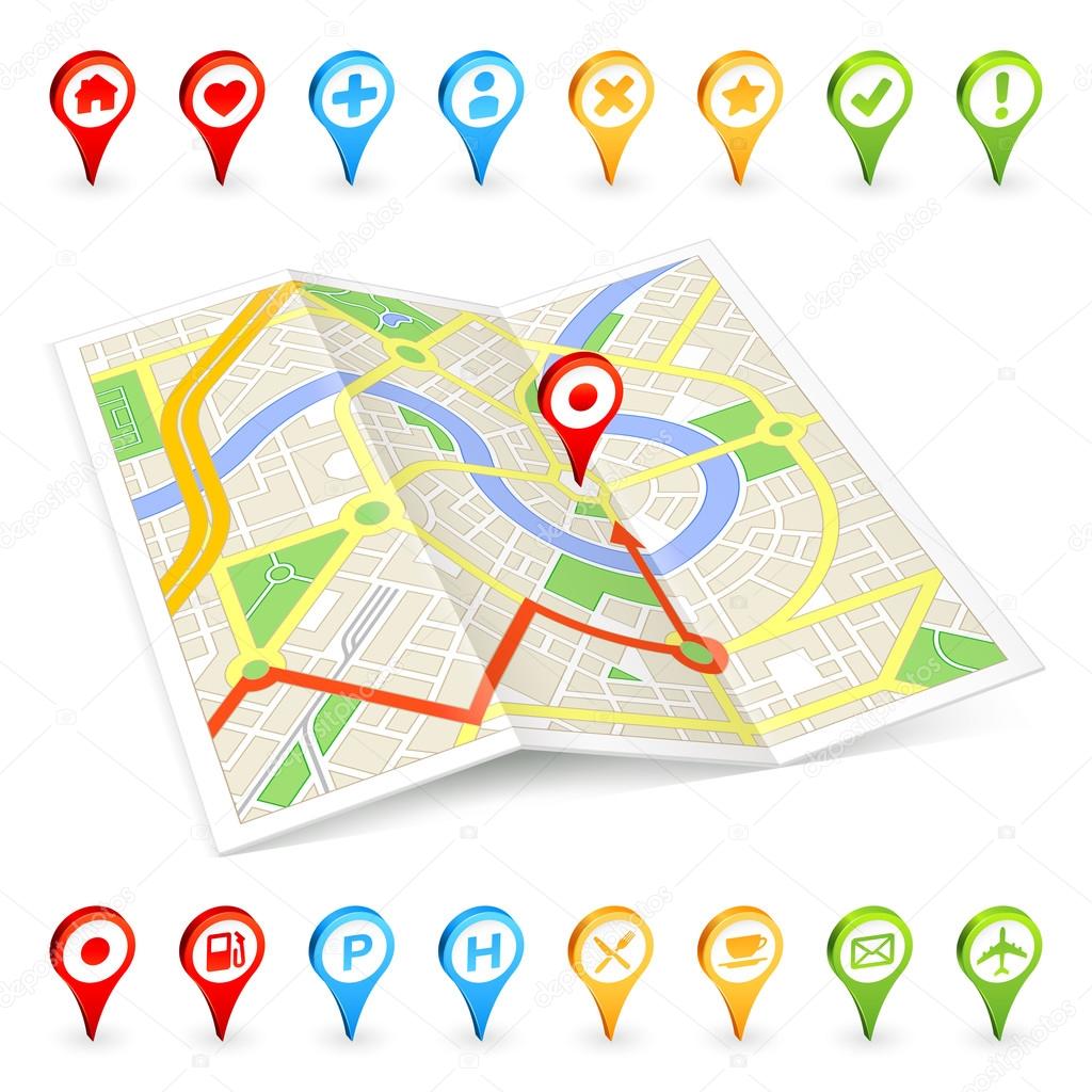 3D tourist Citymap with important places markers