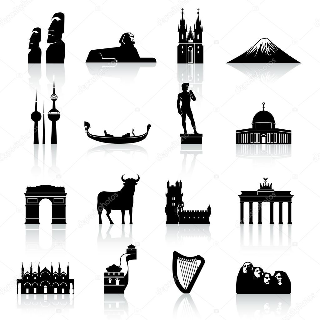 World Monuments and Culture Icon Set