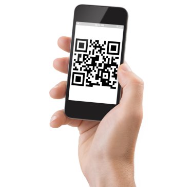 Bir Smartphone qrcode tarama tutan el
