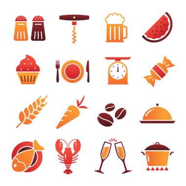 Vektör renk gıda Icons Collection 2