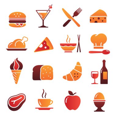 Vektör renk gıda Icons Collection 1