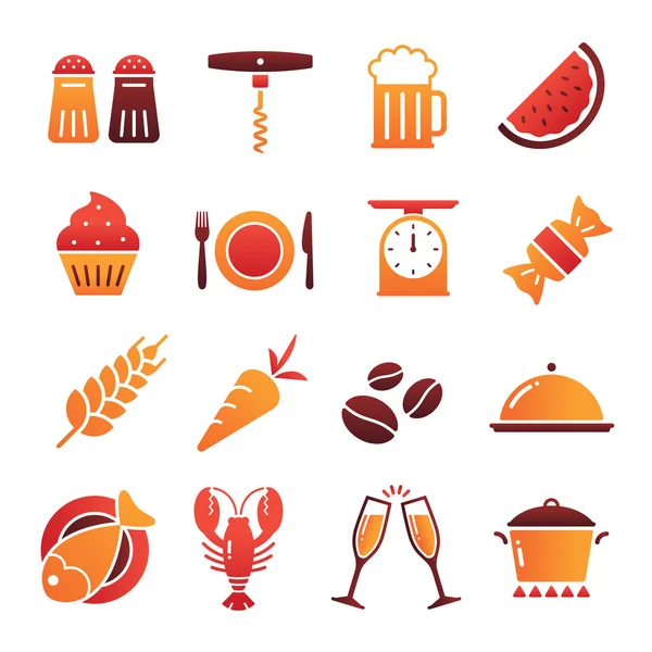 Colección de iconos de alimentos de color vectorial 2 — Vector de stock