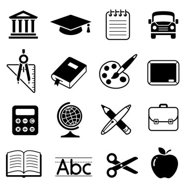 School and Education icon set clipart