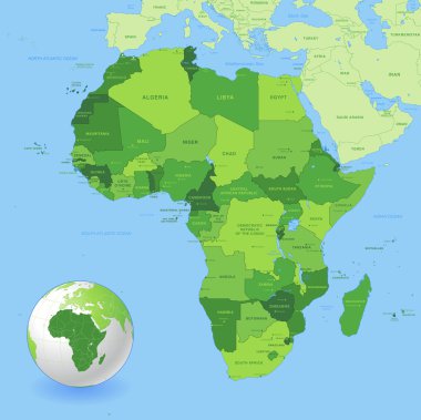 Yüksek detay yeşil Afrika harita