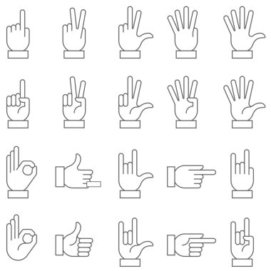 Beyaz vektör el işaretleri koleksiyonu 2