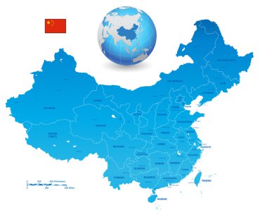 Çin mavi vektör harita Set
