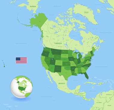 High Detail USA Green Map clipart