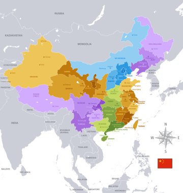 Yönetimsel Çin harita vektör çizim