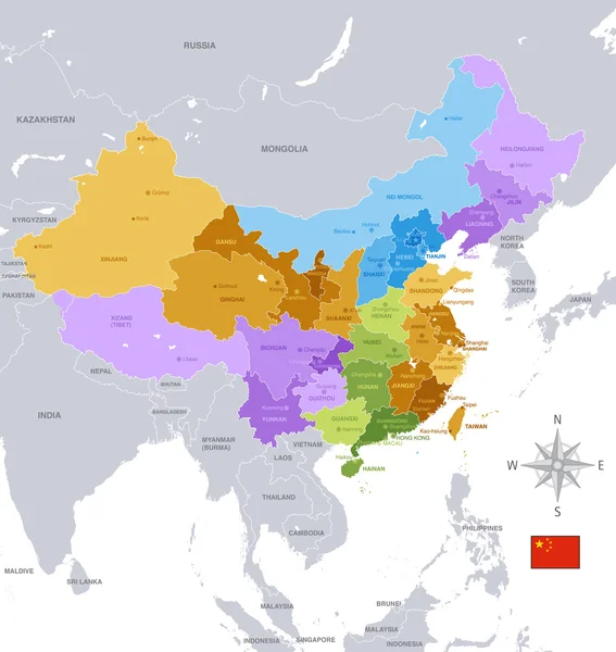 管理の中国の地図ベクトル図 — ストックベクタ