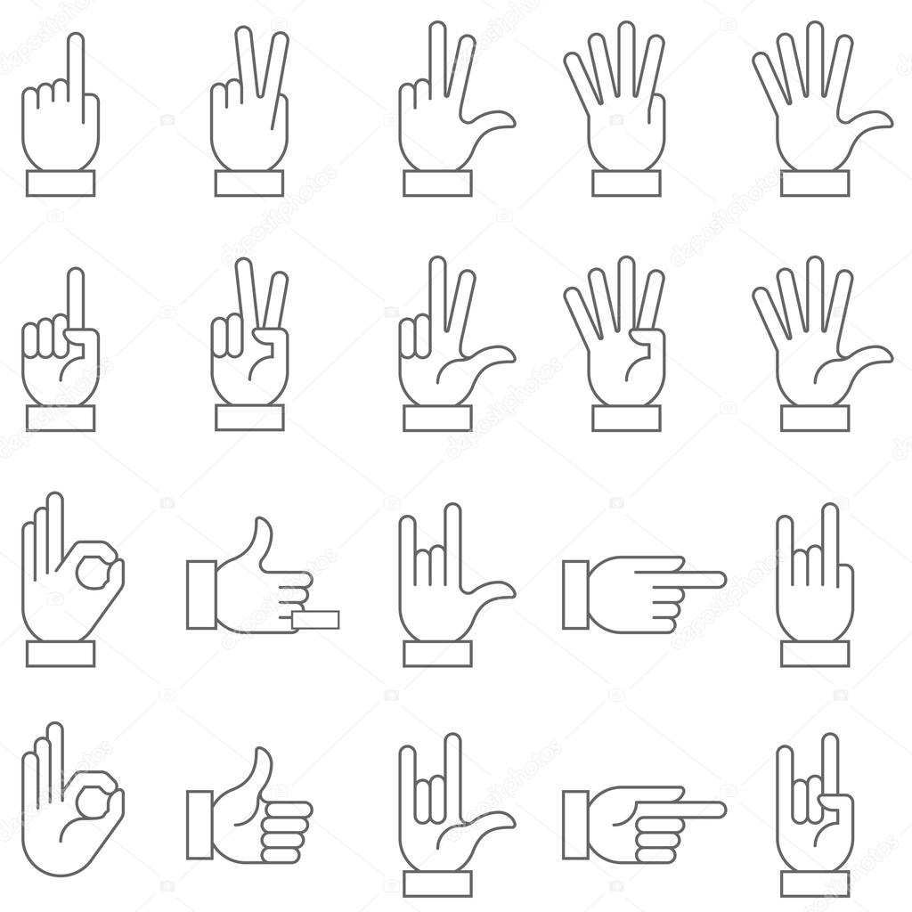 White Vector Hand Signs Collection 2 — Stock Vector © pingebat 78710622