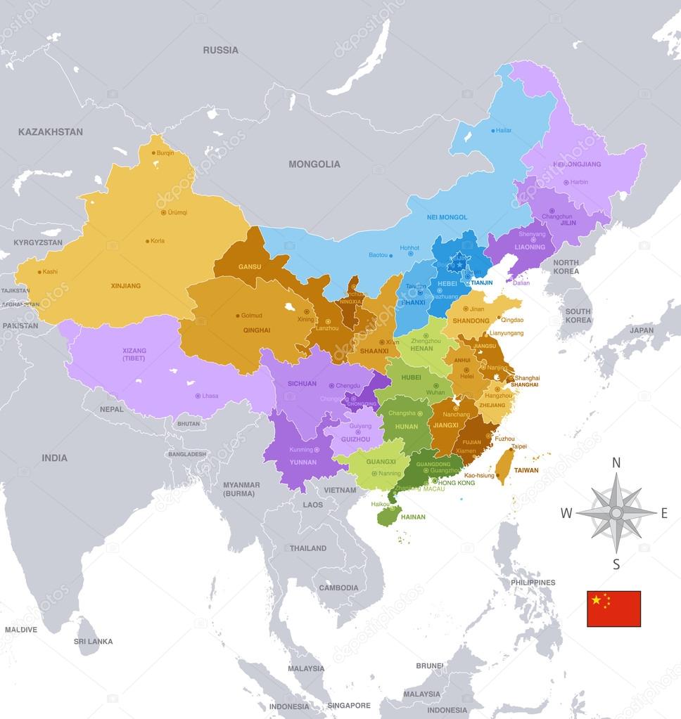 Administrative China Map vector Illustration