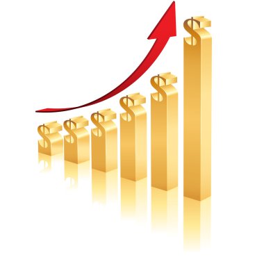 3D yükselterek iş Doları grafik
