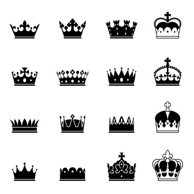Vektör taç Icons set