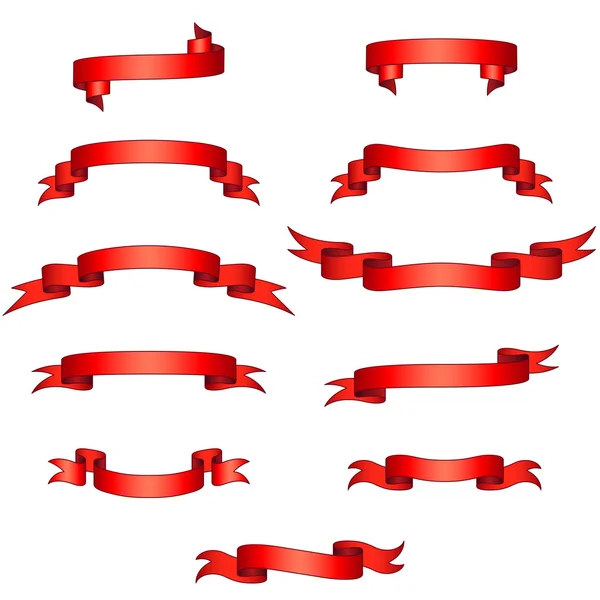 Векторный набор красных ленточек — стоковый вектор