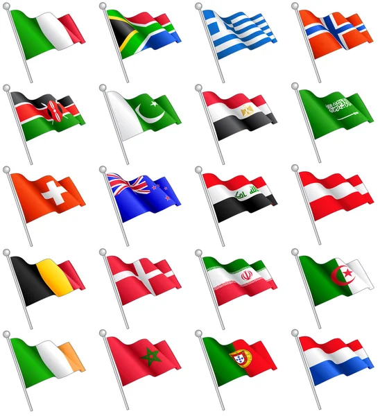 3D International Flags Set 2 — Stock Vector