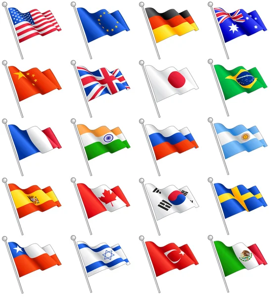 Ensemble de drapeaux internationaux vectoriels — Image vectorielle