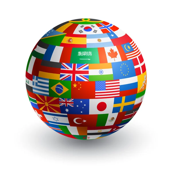 Vector 3D Bandera del Mundo Globo — Archivo Imágenes Vectoriales