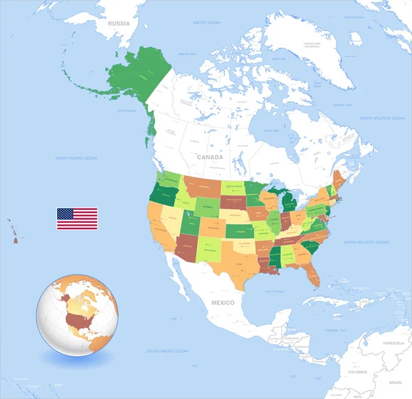 Wektor Usa wysokiej szczegółowo klasyczne mapy zestaw — Wektor stockowy