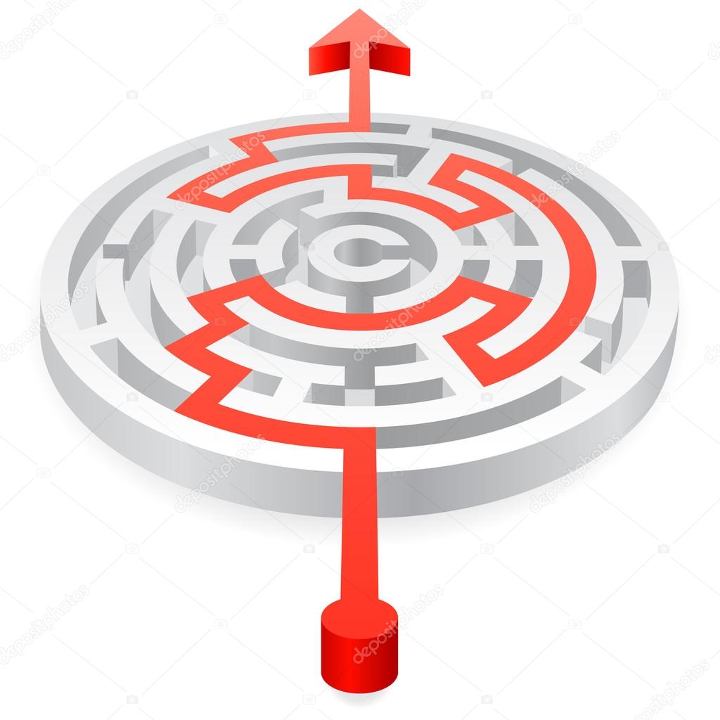 Vector Round Red Solved 3D Maze