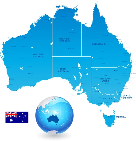 Austrália mapa administrativo definido —  Vetores de Stock