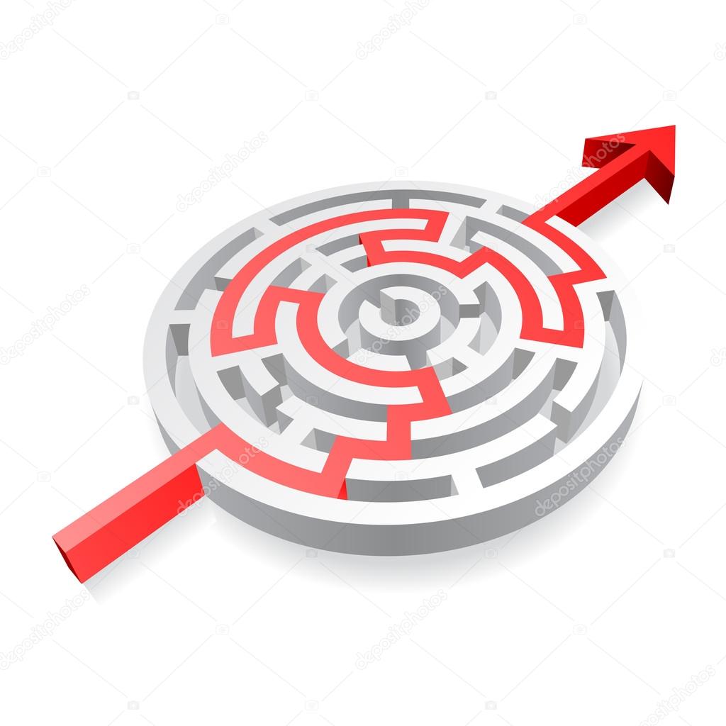 Round Red Solved Maze