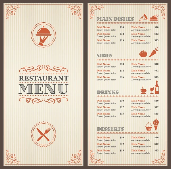 Klasyczna restauracja menu szablon — Wektor stockowy