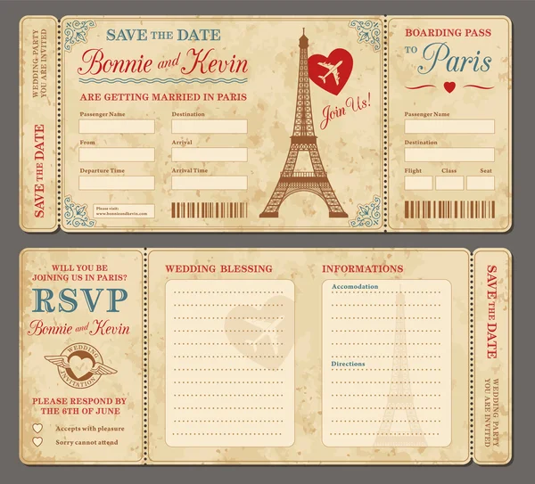 501 Paris Invitation de mariage def — Image vectorielle