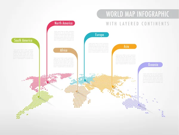 Mapa do mundo infográfico colorido — Vetor de Stock