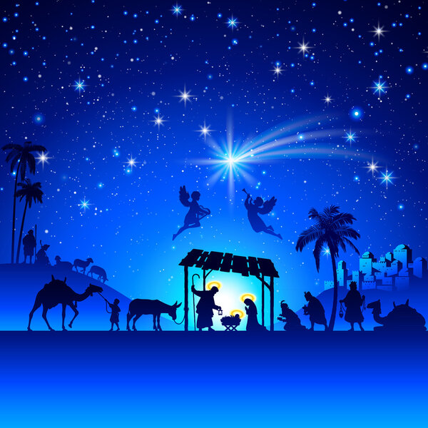 Vector Christmas Nativity Scene