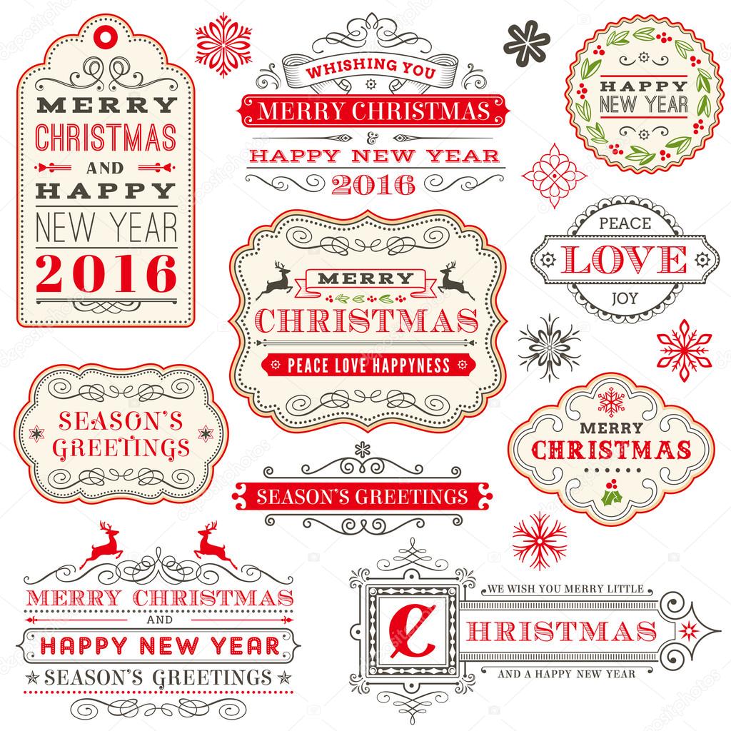 A set of Elegant Christmas vector labels