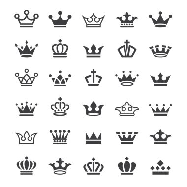 30 vektör taç Icons set