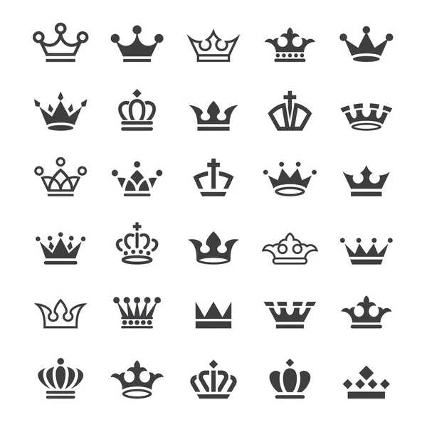 30 Vector crown icons set — Stock Vector