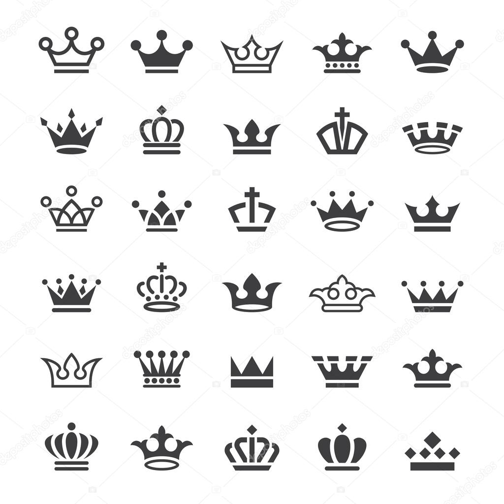 30 Vector crown icons set